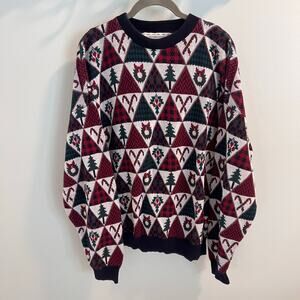 Vtg Crossings 100% Cotton Patterned Christmas Sweater Size XL